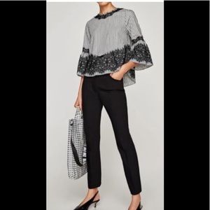 Zara Striped Blouse with Lace
